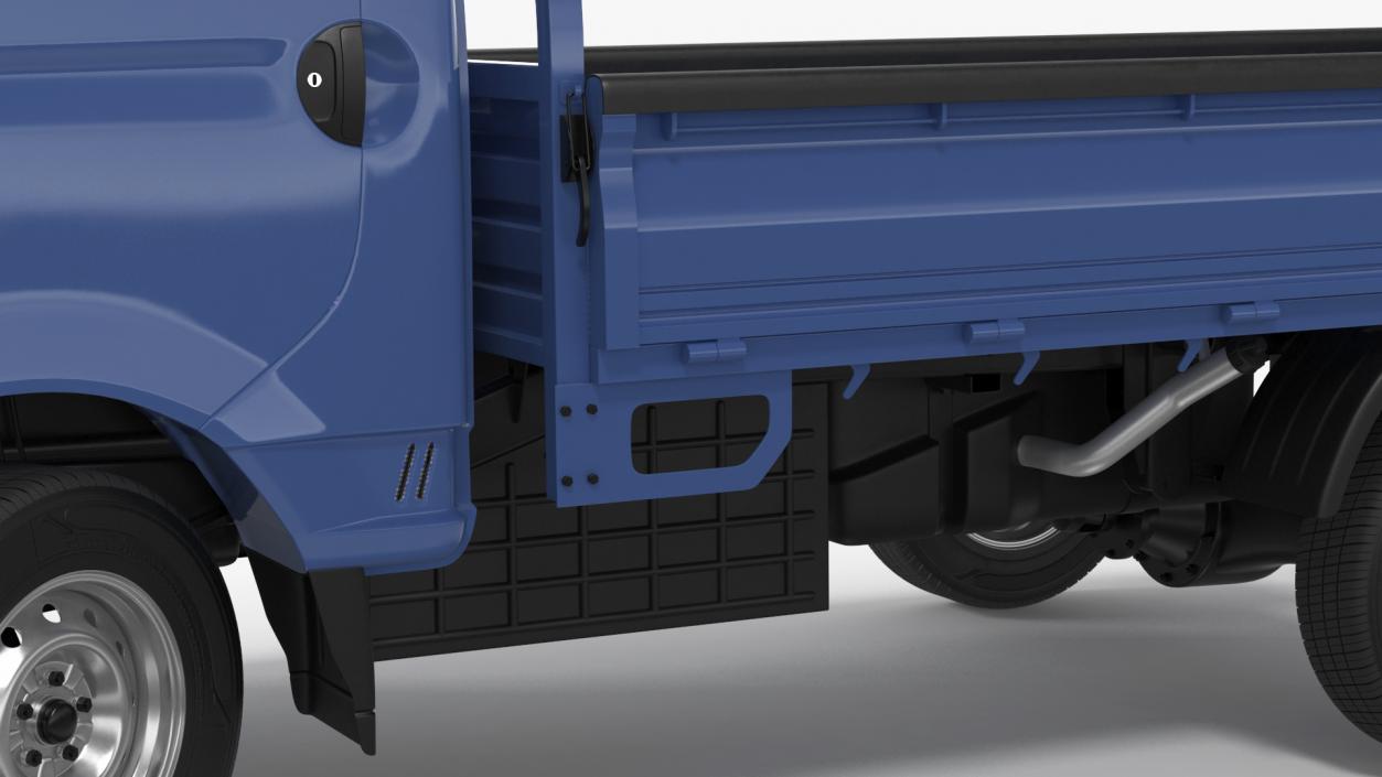 3D model Flatbed Truck Blue Rigged