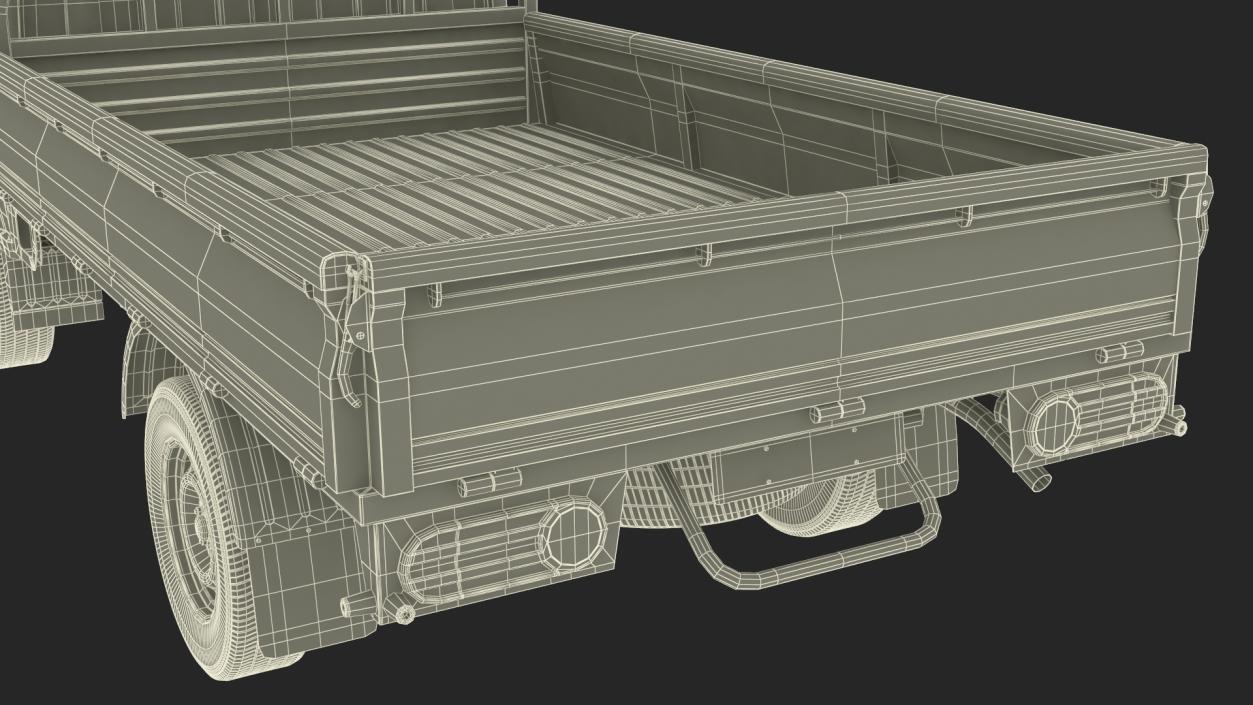 3D model Flatbed Truck Blue Rigged