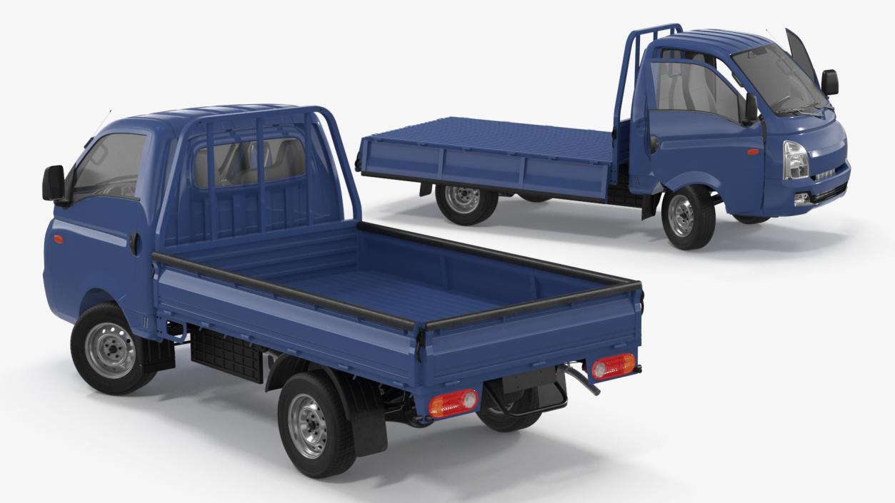 3D model Flatbed Truck Blue Rigged