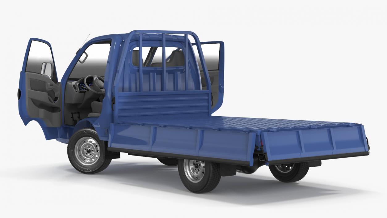 3D model Flatbed Truck Blue Rigged