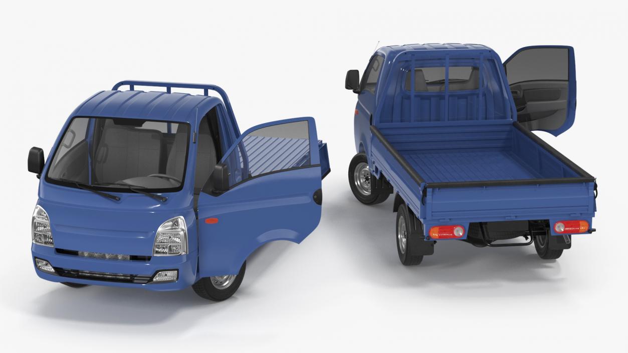 3D model Flatbed Truck Blue Rigged