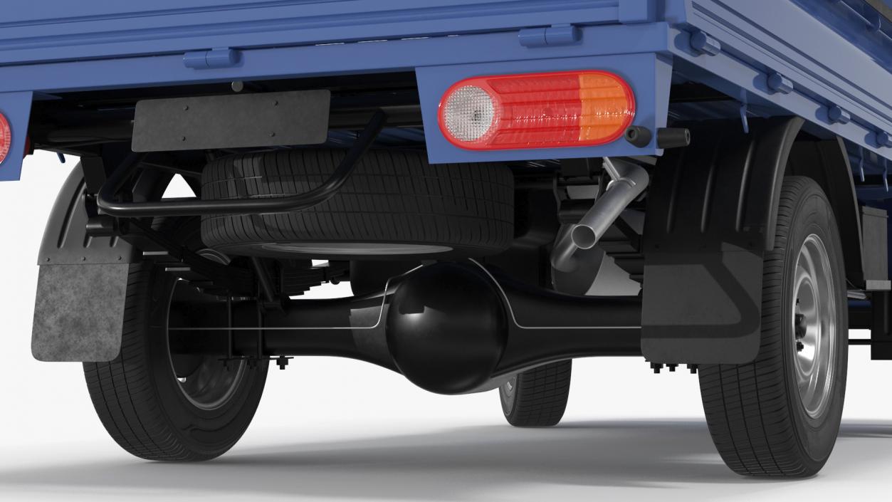 3D model Flatbed Truck Blue Rigged