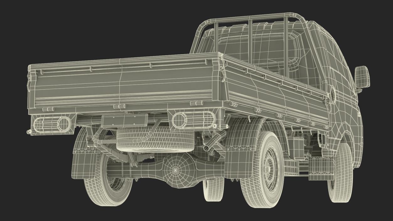 3D model Flatbed Truck Blue Rigged