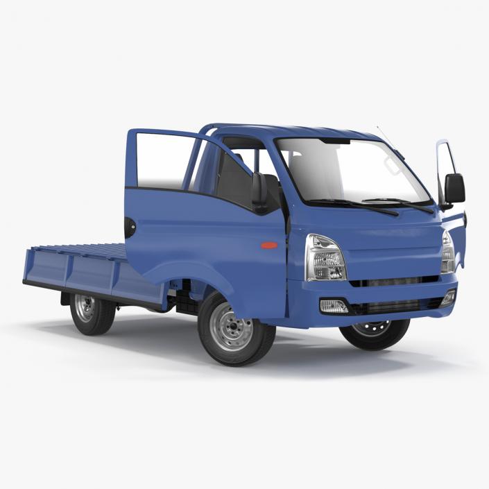 3D model Flatbed Truck Blue Rigged