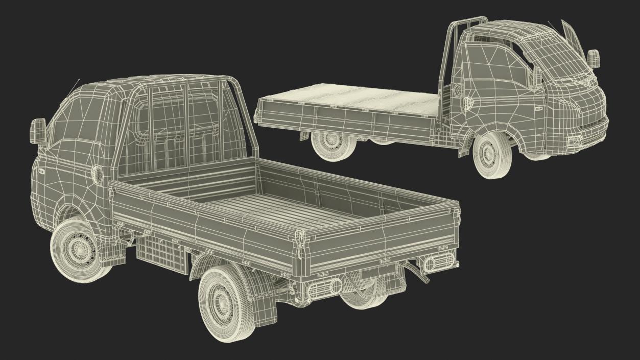 3D model Flatbed Truck Blue Rigged