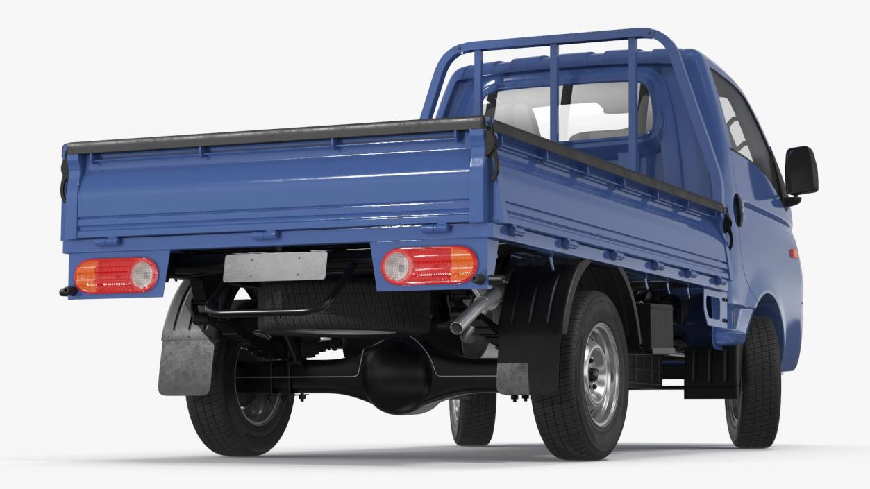 3D model Flatbed Truck Blue Rigged