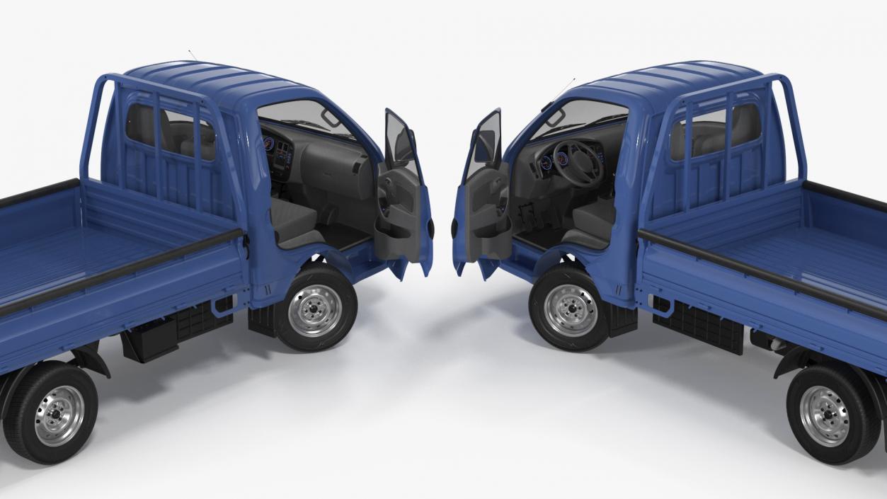 3D model Flatbed Truck Blue Rigged