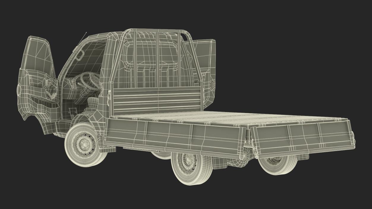 3D model Flatbed Truck Blue Rigged