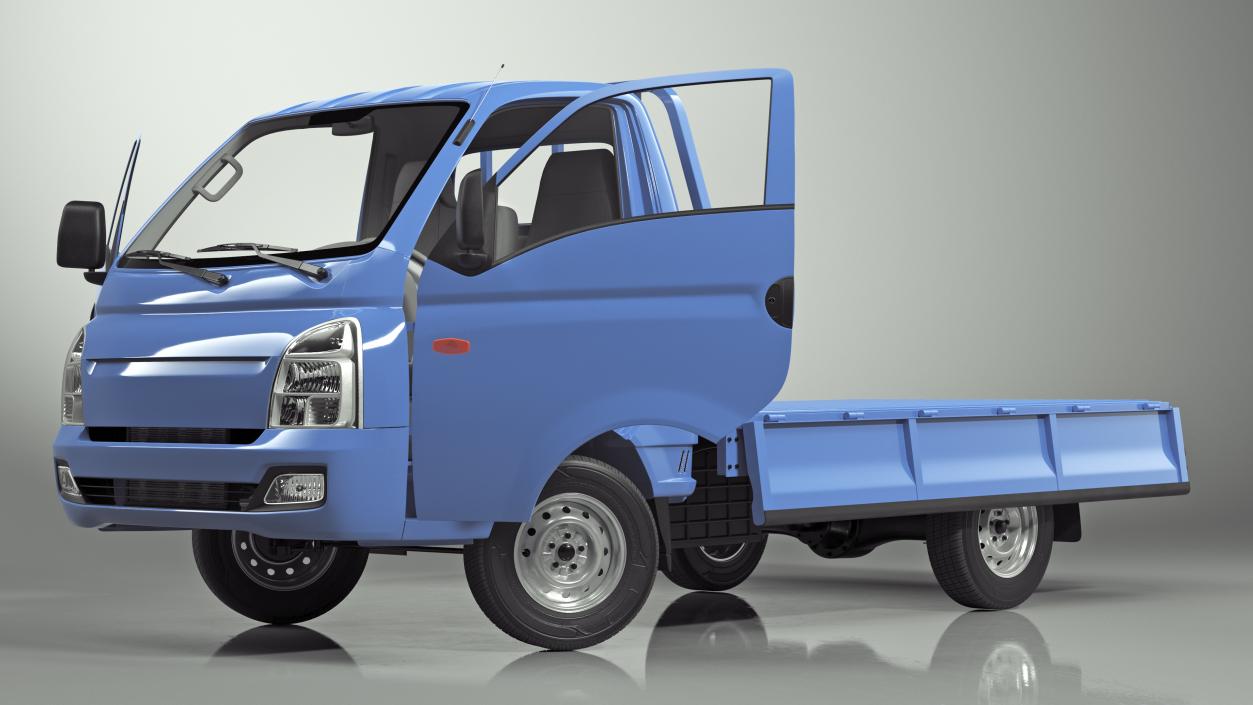 3D model Flatbed Truck Blue Rigged