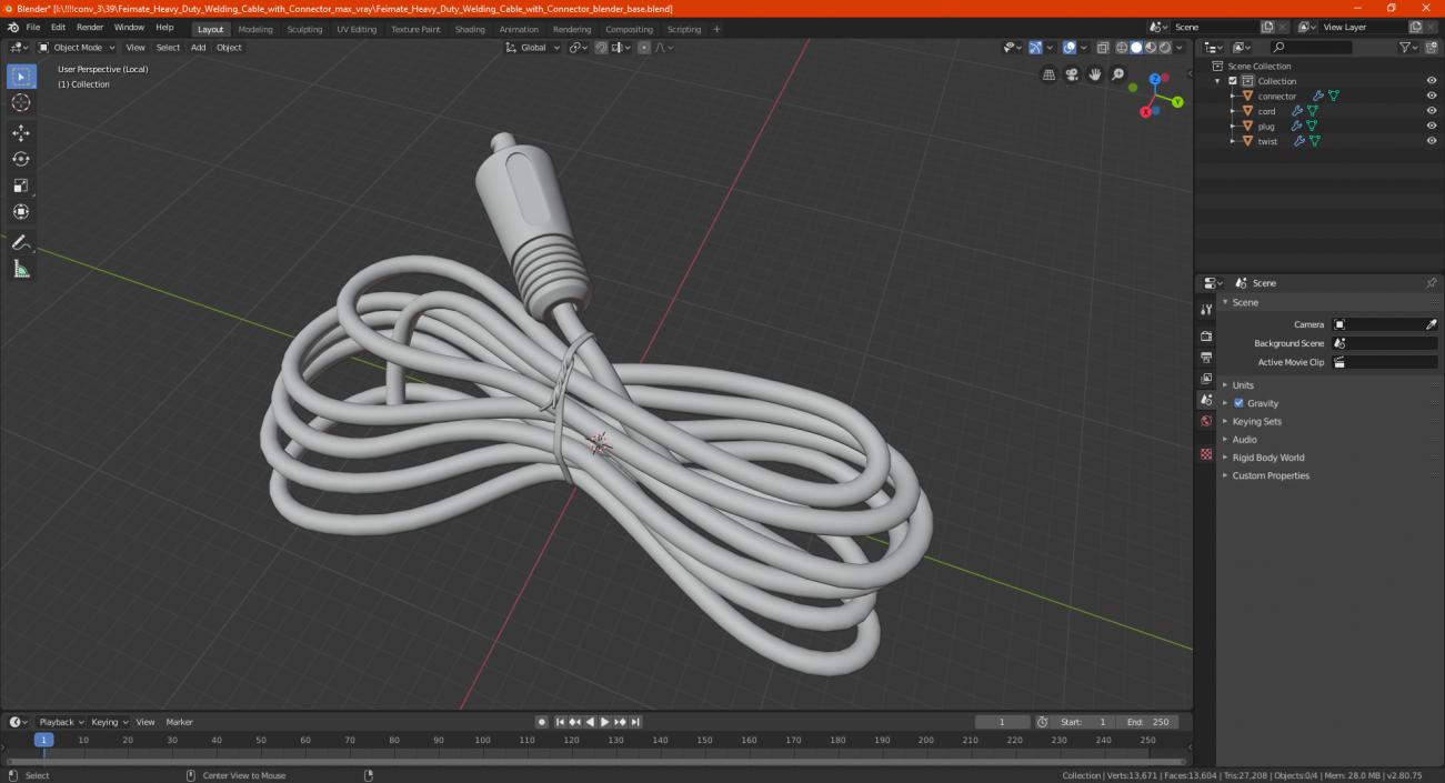 Feimate Heavy Duty Welding Cable with Connector 3D