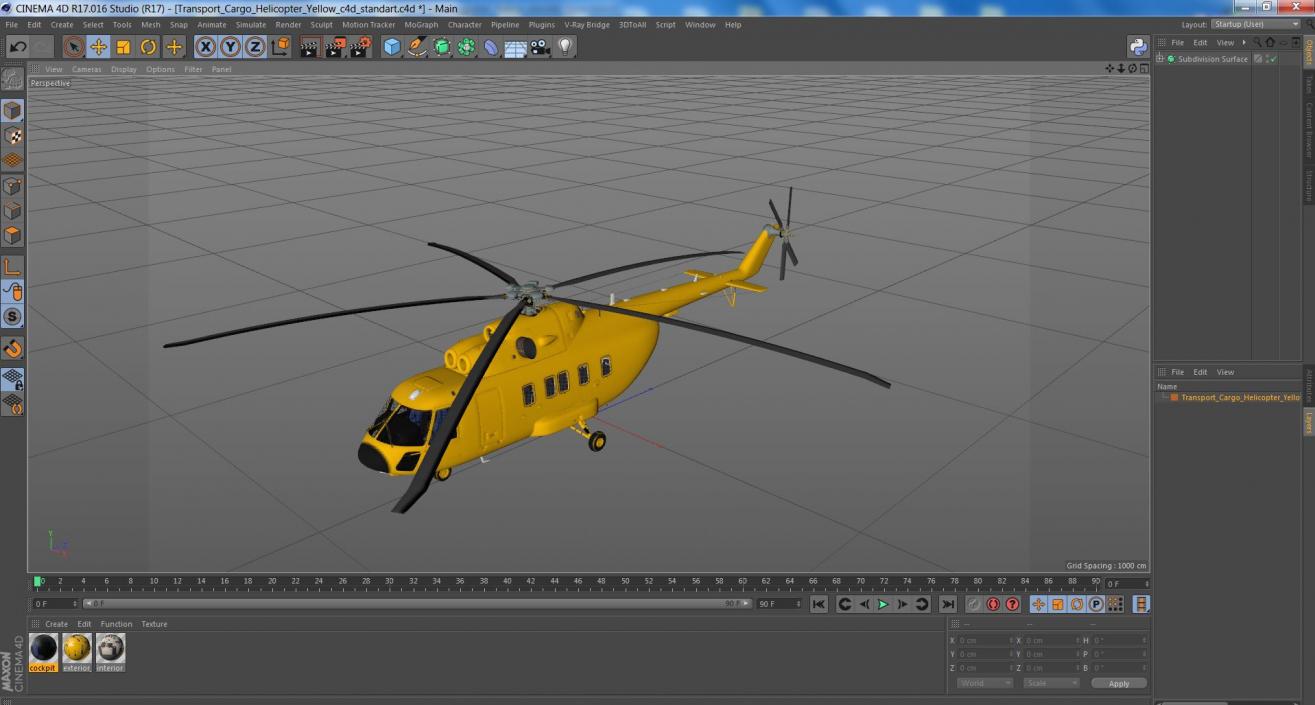 3D Transport Cargo Helicopter Yellow model