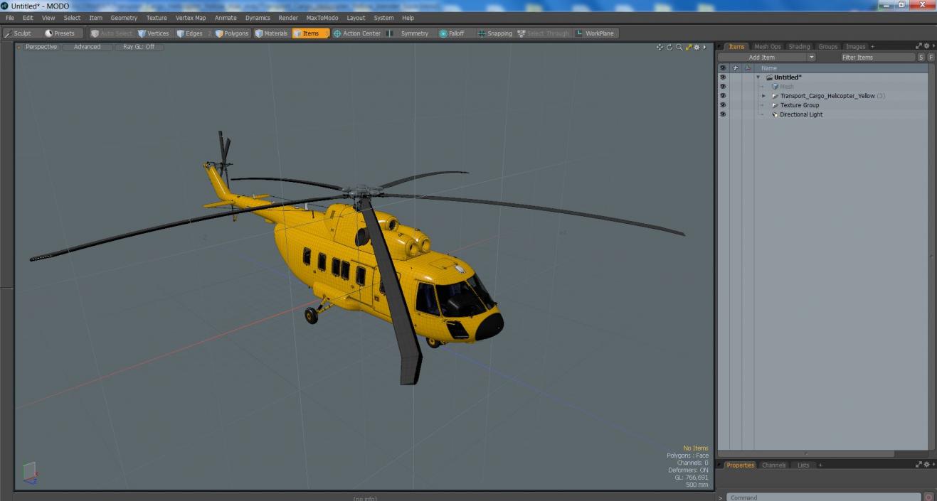 3D Transport Cargo Helicopter Yellow model