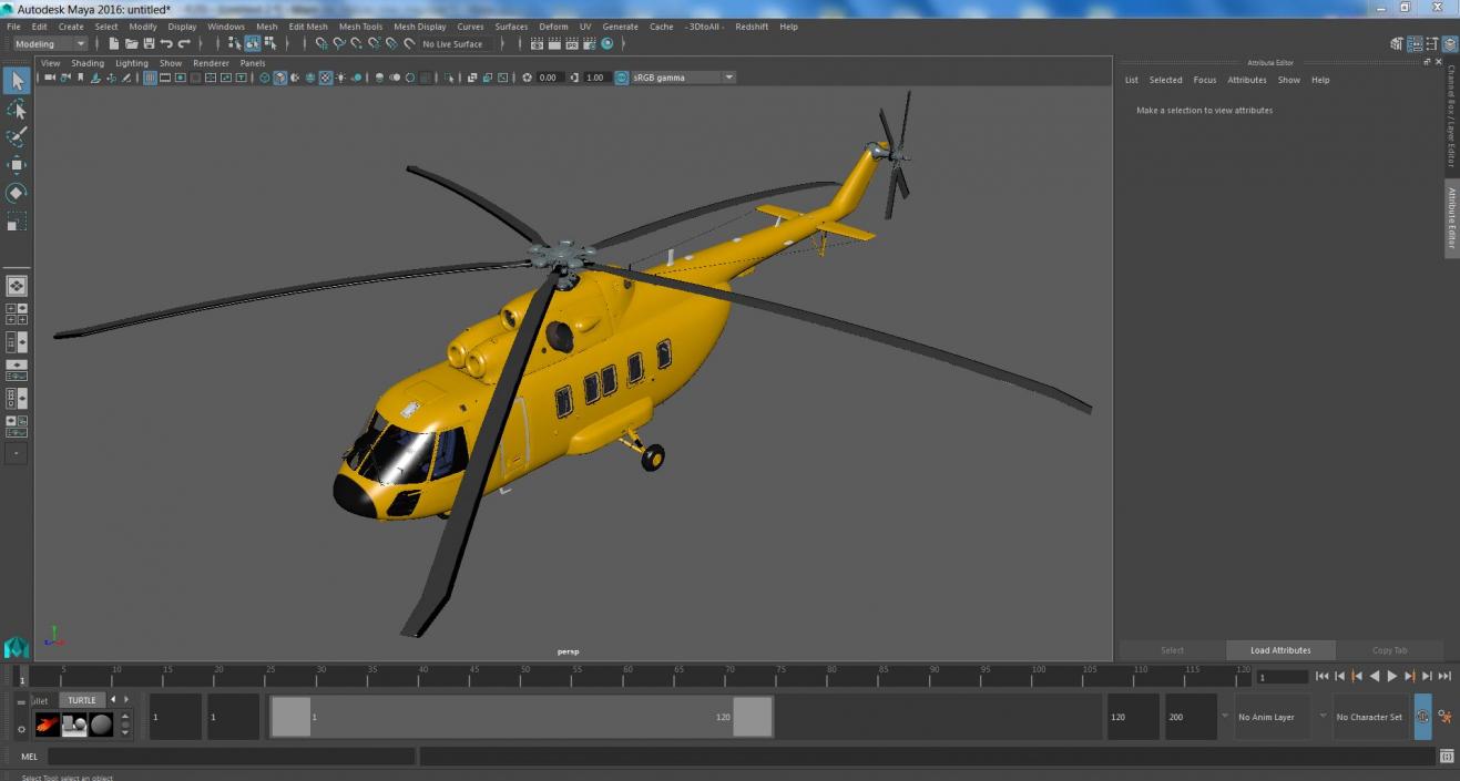 3D Transport Cargo Helicopter Yellow model