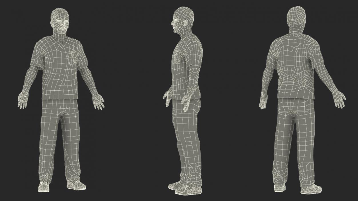 3D Male Surgeon Doctor Stained Blood Clothes Rigged model