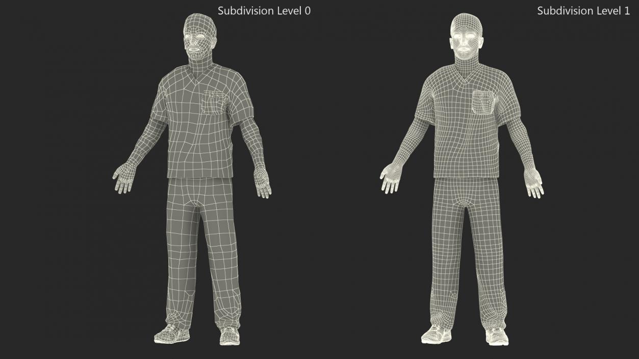 3D Male Surgeon Doctor Stained Blood Clothes Rigged model