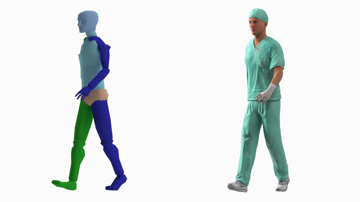 3D Male Surgeon Doctor Stained Blood Clothes Rigged model