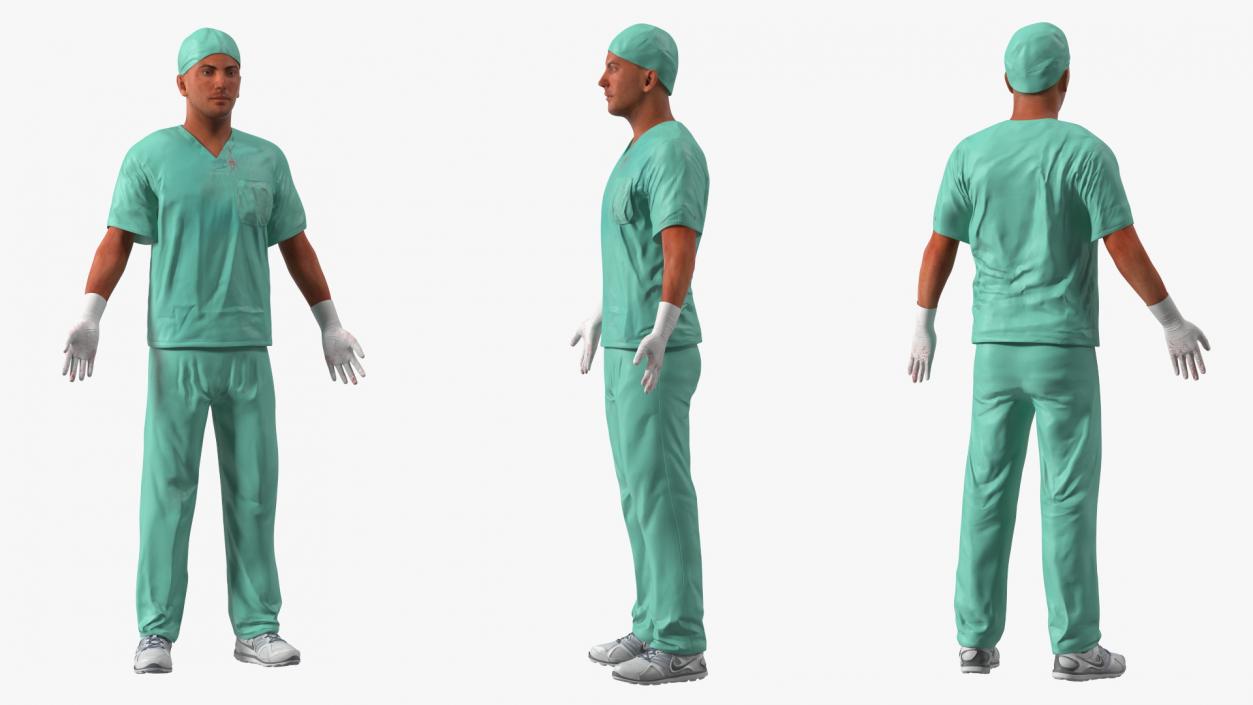 3D Male Surgeon Doctor Stained Blood Clothes Rigged model