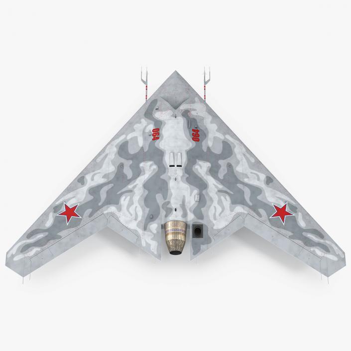 3D Russian Heavy Strike Unmanned Bomber S-70 Okhotnik Rigged for Cinema 4D