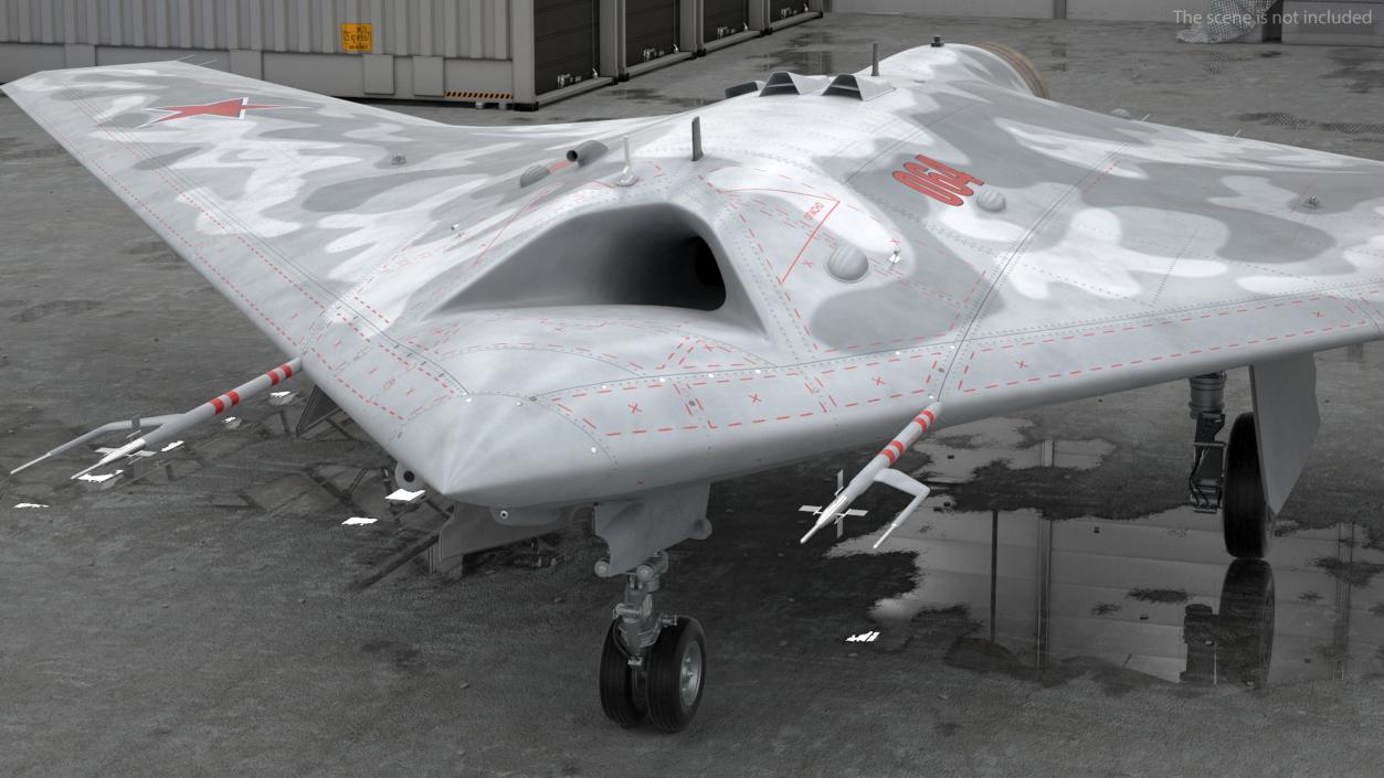 3D Russian Heavy Strike Unmanned Bomber S-70 Okhotnik Rigged for Cinema 4D