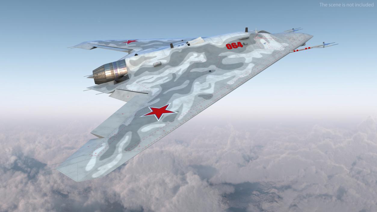 3D Russian Heavy Strike Unmanned Bomber S-70 Okhotnik Rigged for Cinema 4D