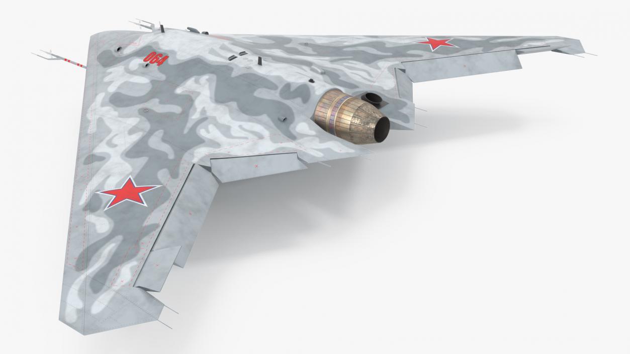 3D Russian Heavy Strike Unmanned Bomber S-70 Okhotnik Rigged for Cinema 4D