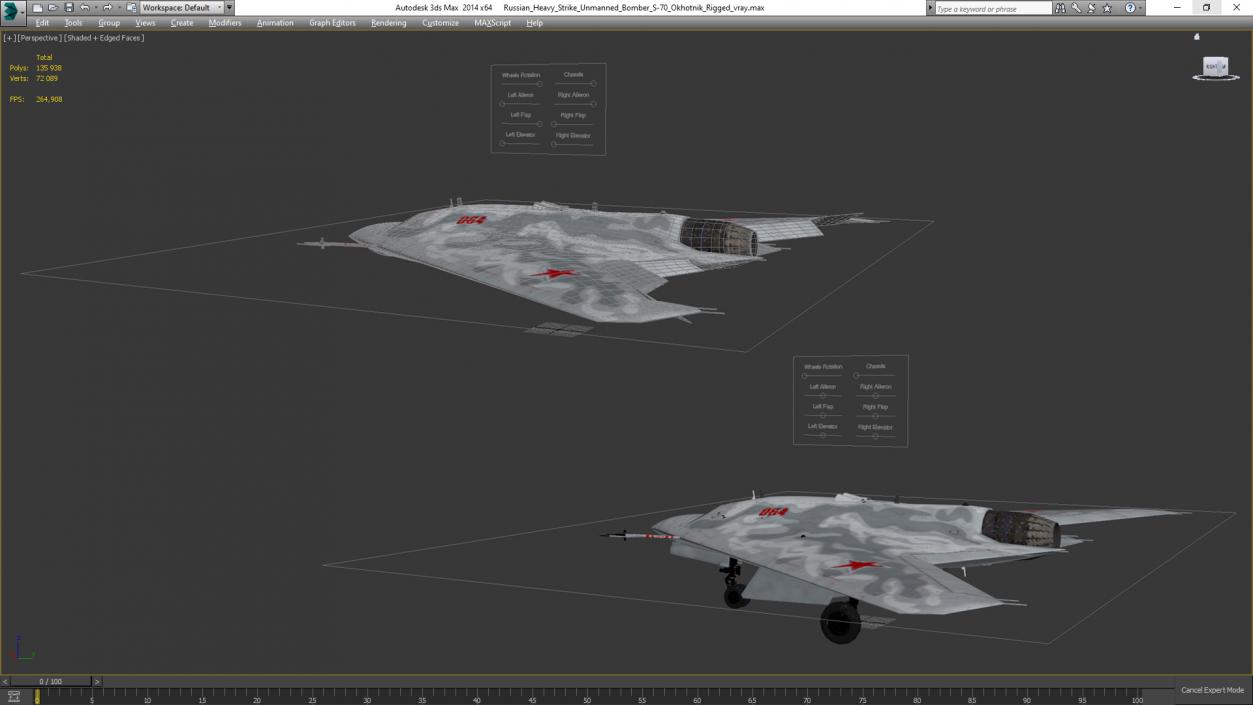 3D Russian Heavy Strike Unmanned Bomber S-70 Okhotnik Rigged for Cinema 4D