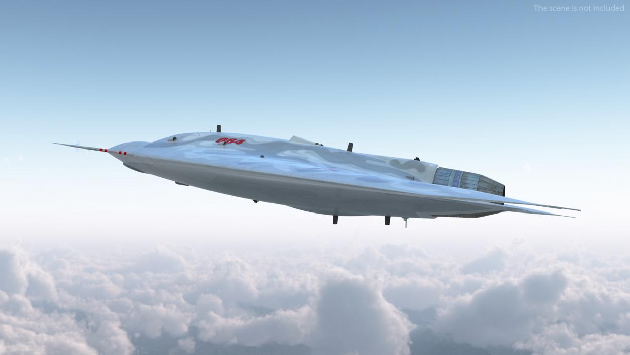 3D Russian Heavy Strike Unmanned Bomber S-70 Okhotnik Rigged for Cinema 4D