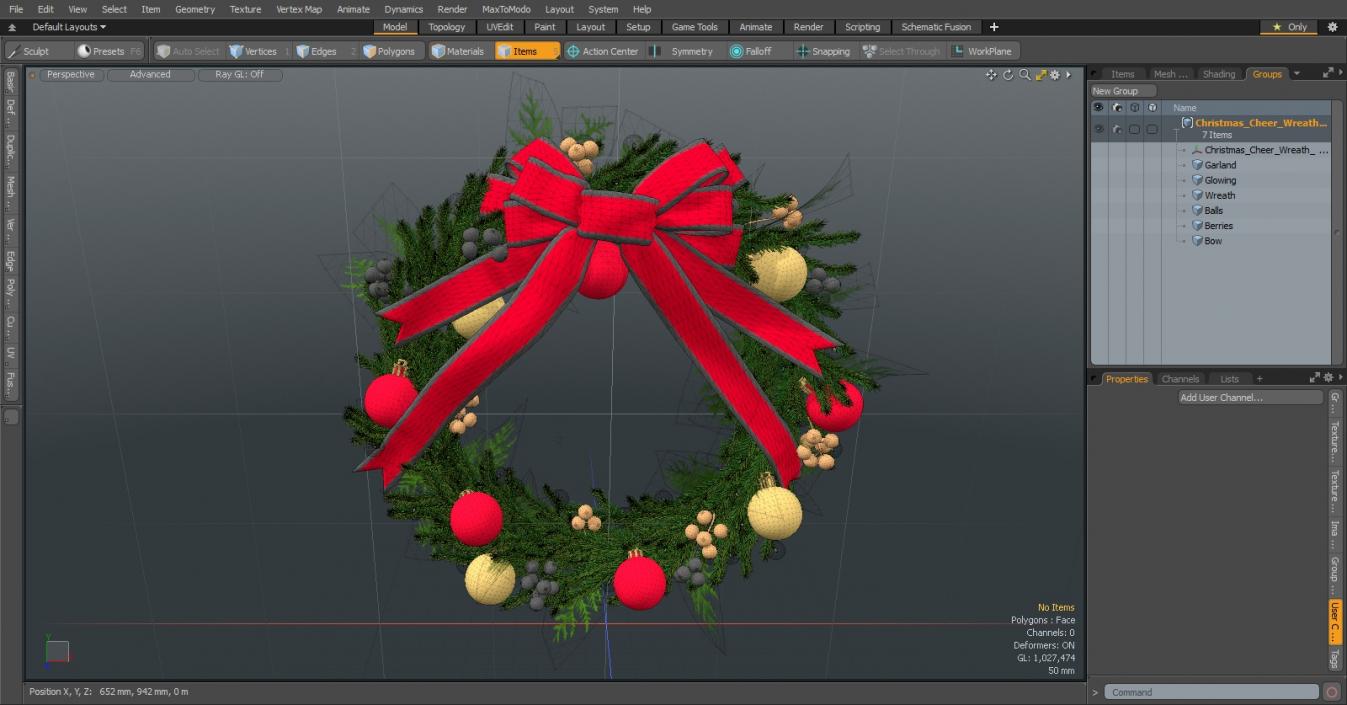 3D model Christmas Cheer Wreath with Red Bow