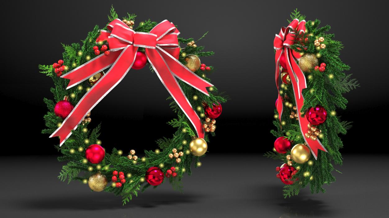 3D model Christmas Cheer Wreath with Red Bow