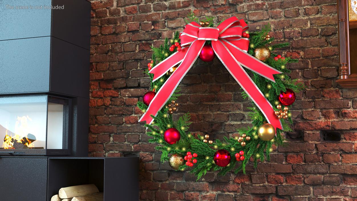 3D model Christmas Cheer Wreath with Red Bow