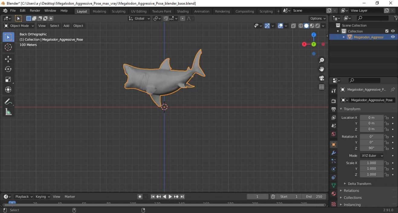 3D model Megalodon Aggressive Pose