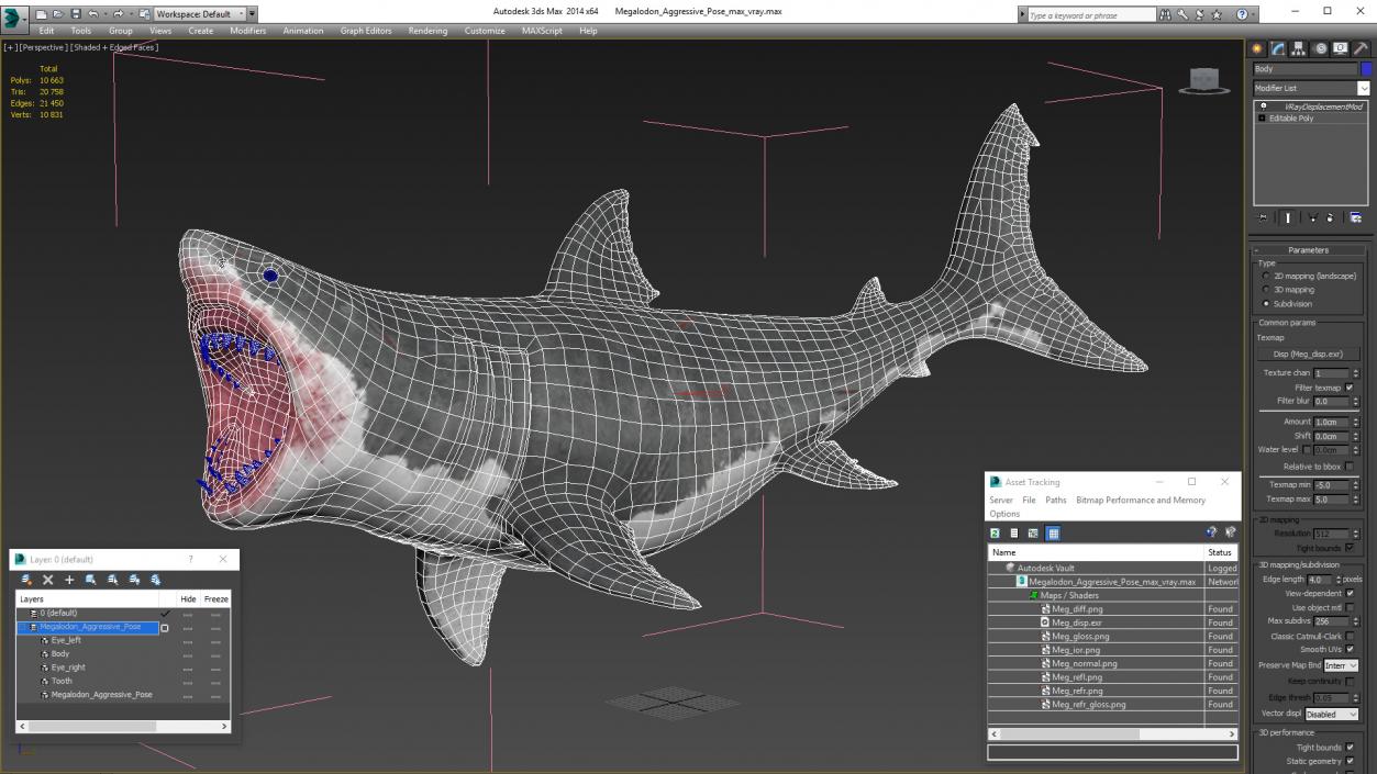 3D model Megalodon Aggressive Pose