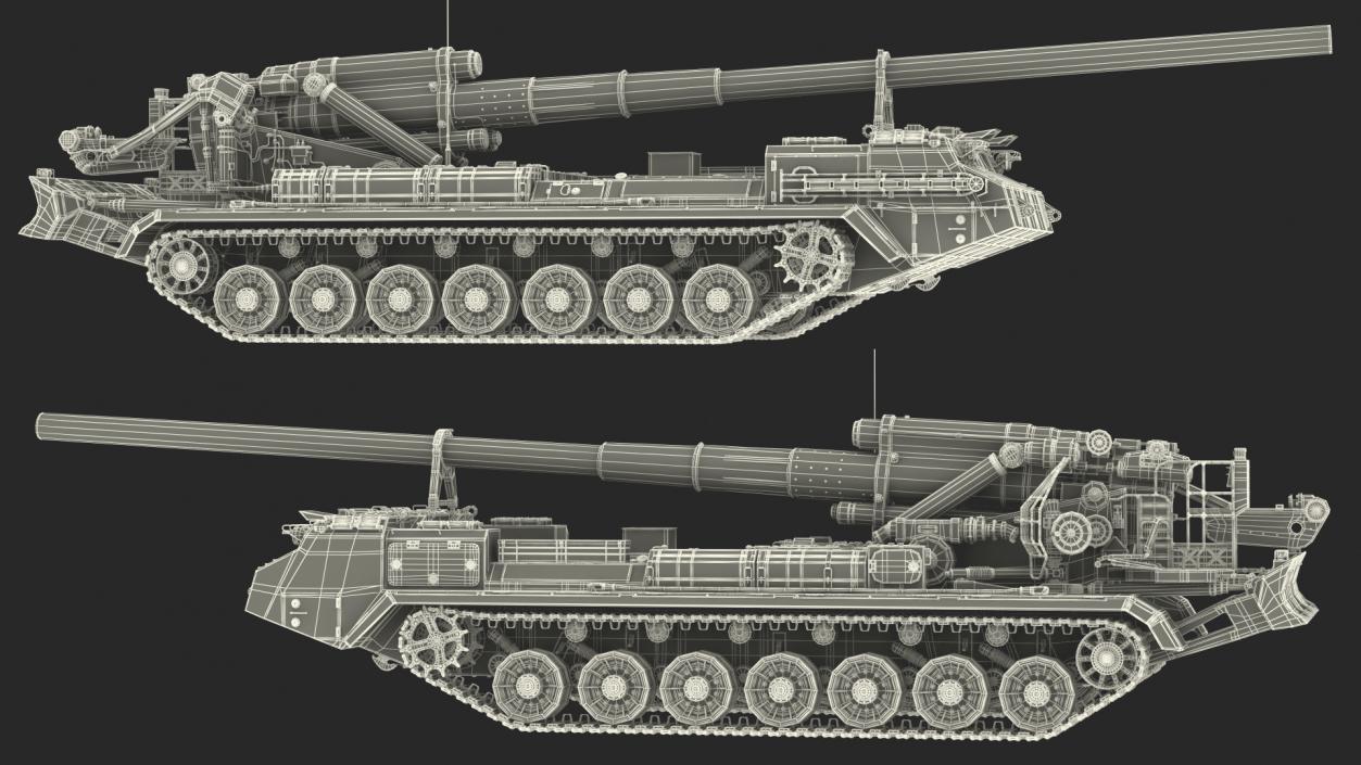 3D model 2S7 Pion Self Propelled Heavy Artillery Clean