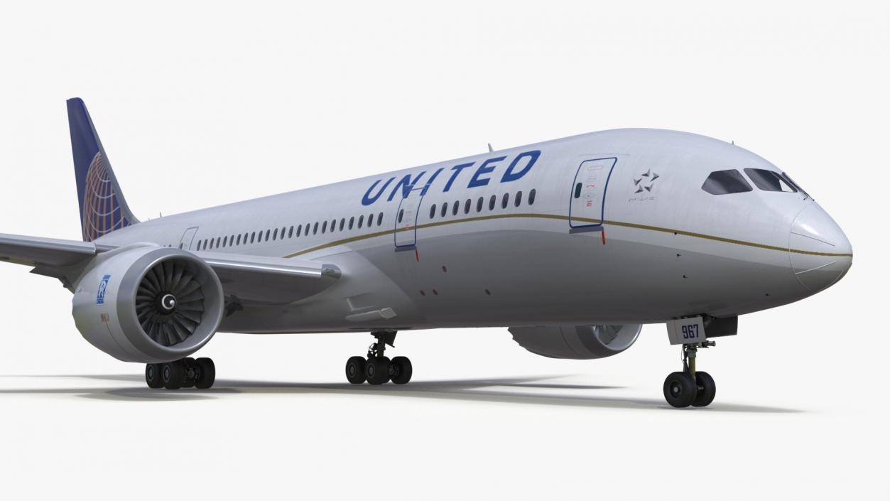 3D United Airlines Boeing 787-8 Dreamliner Rigged