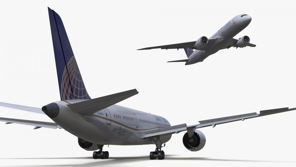 3D United Airlines Boeing 787-8 Dreamliner Rigged