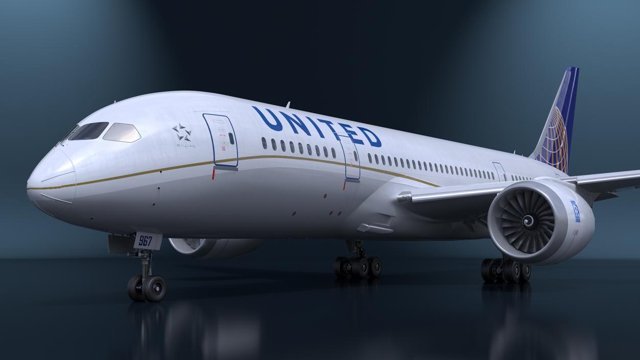 3D United Airlines Boeing 787-8 Dreamliner Rigged