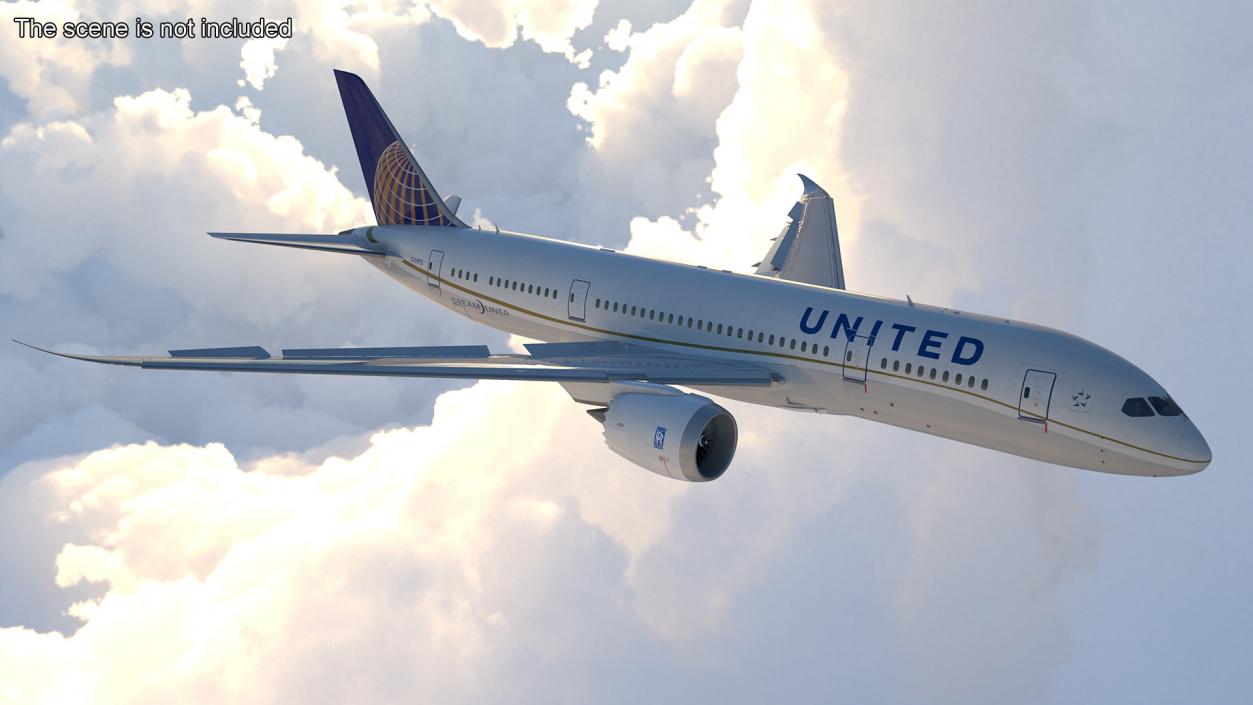 3D United Airlines Boeing 787-8 Dreamliner Rigged