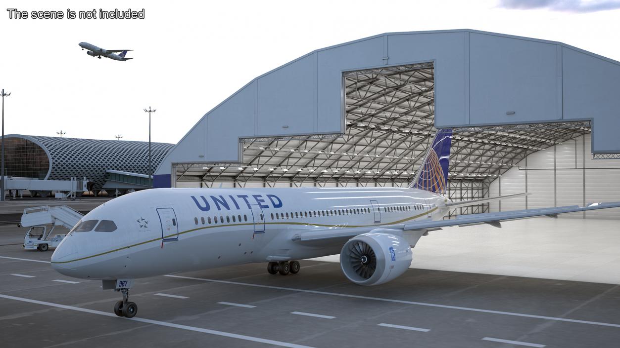 3D United Airlines Boeing 787-8 Dreamliner Rigged