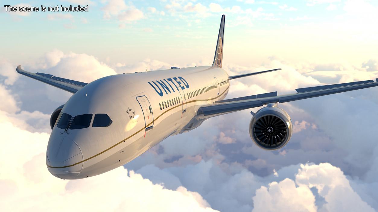 3D United Airlines Boeing 787-8 Dreamliner Rigged