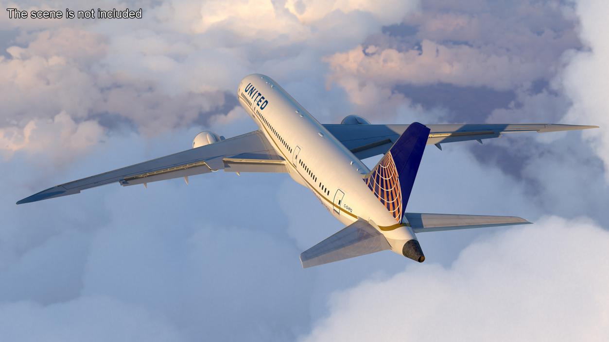 3D United Airlines Boeing 787-8 Dreamliner Rigged