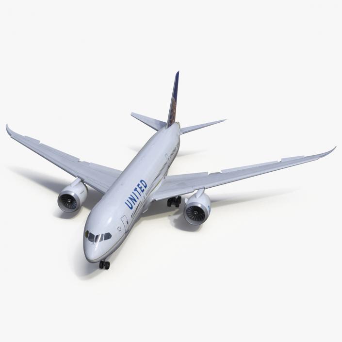 3D United Airlines Boeing 787-8 Dreamliner Rigged