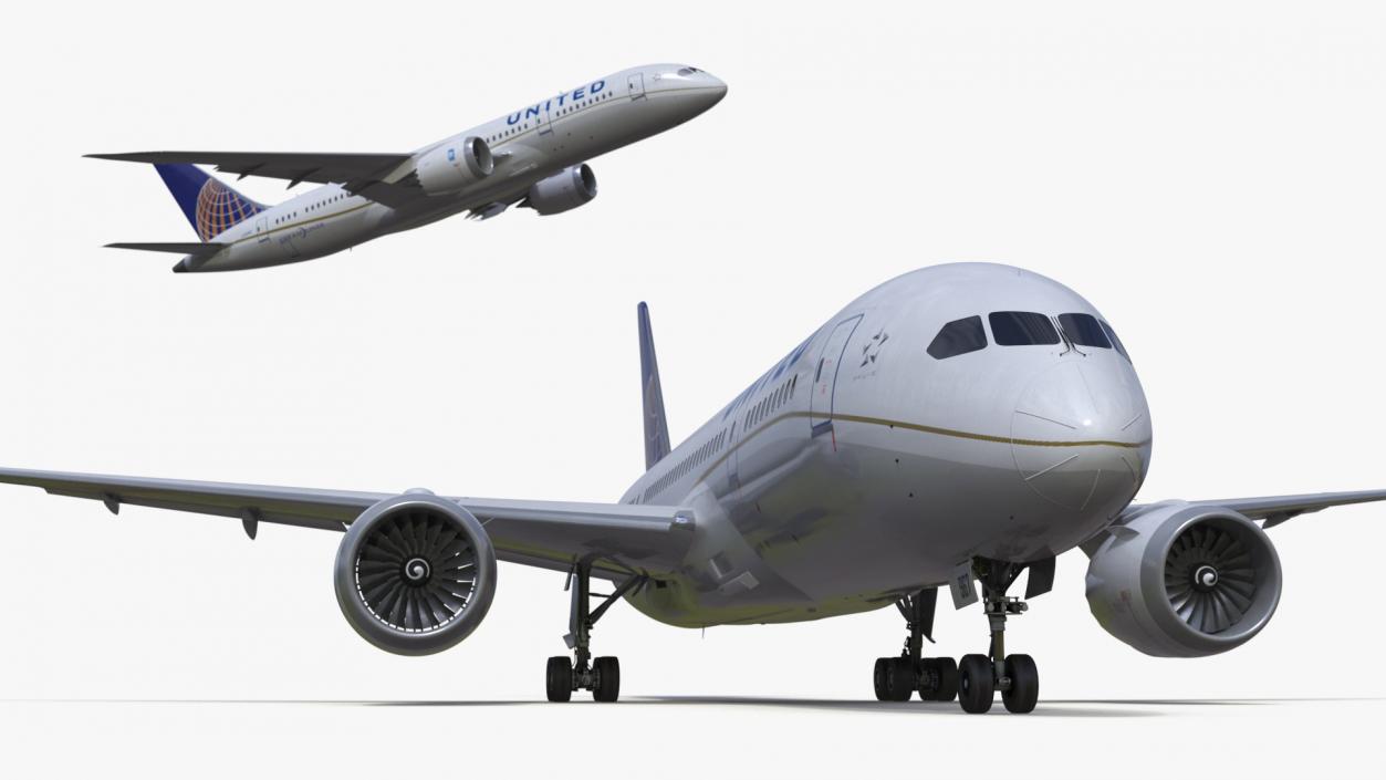 3D United Airlines Boeing 787-8 Dreamliner Rigged