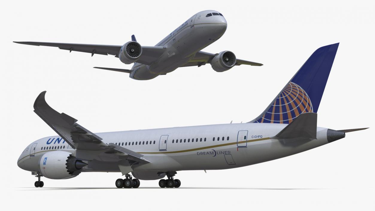 3D United Airlines Boeing 787-8 Dreamliner Rigged