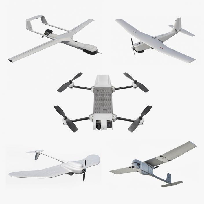 Small Military UAVs Rigged 2 Collection 3D model