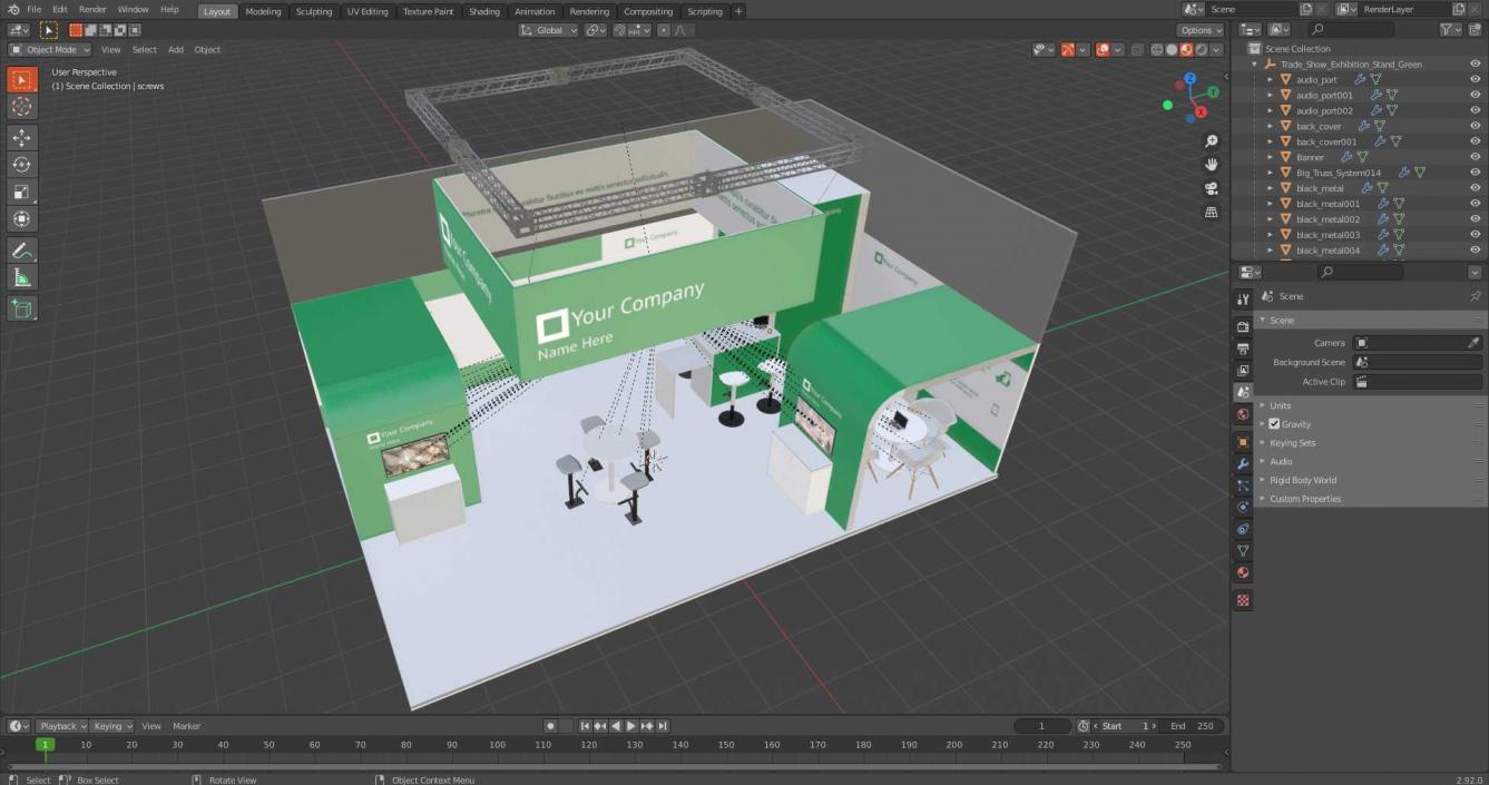 Exhibition Stand Green 3D