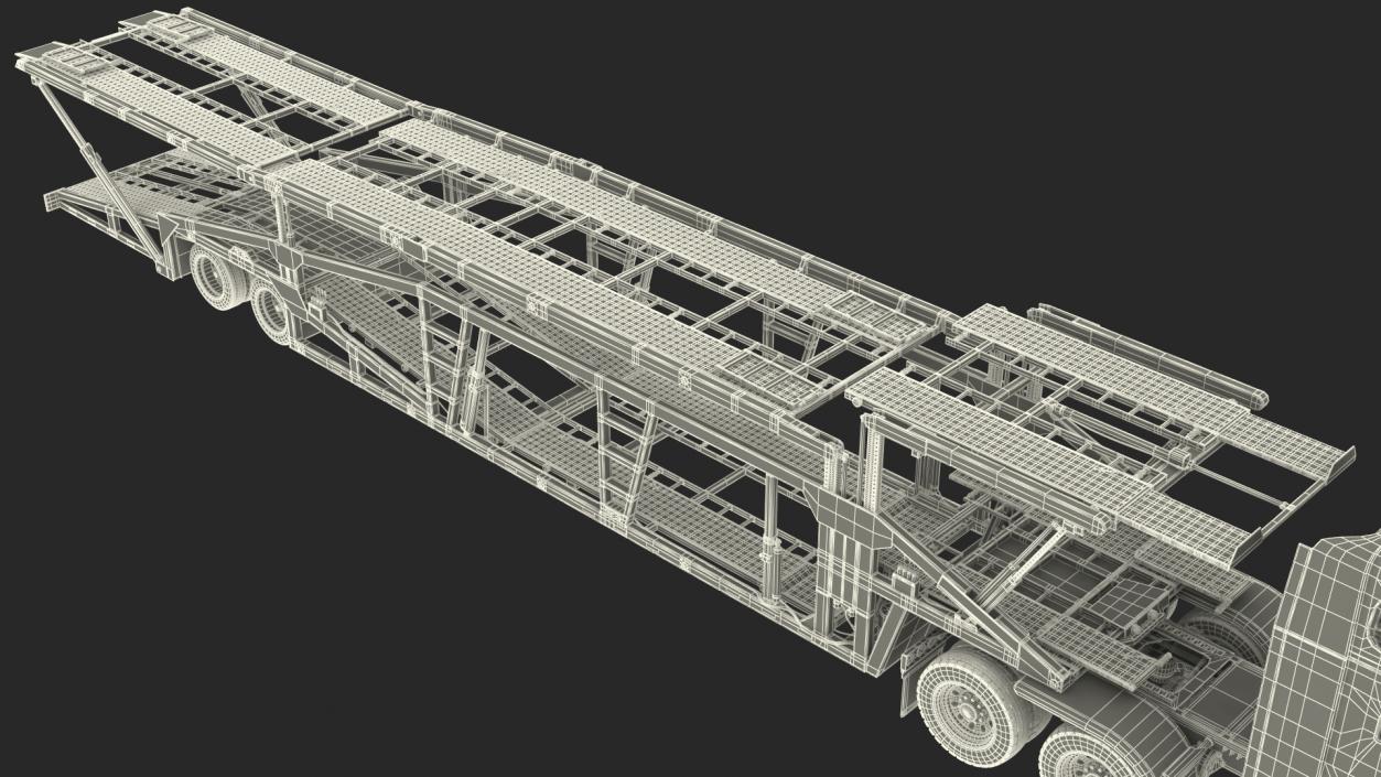 3D model Freightliner Truck With Car Carrier