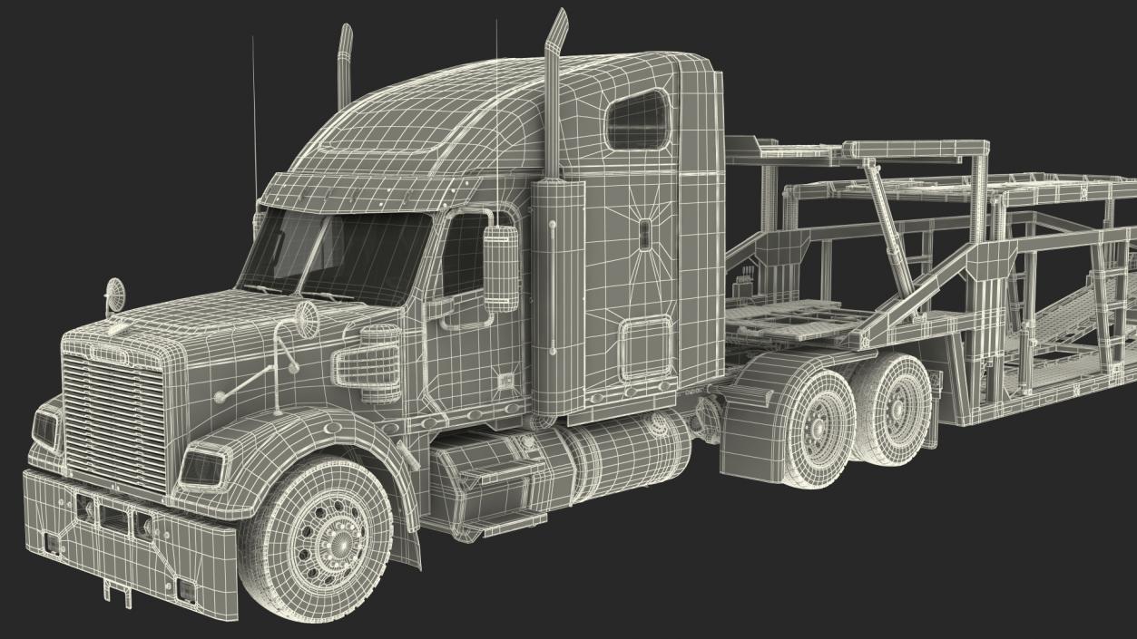 3D model Freightliner Truck With Car Carrier