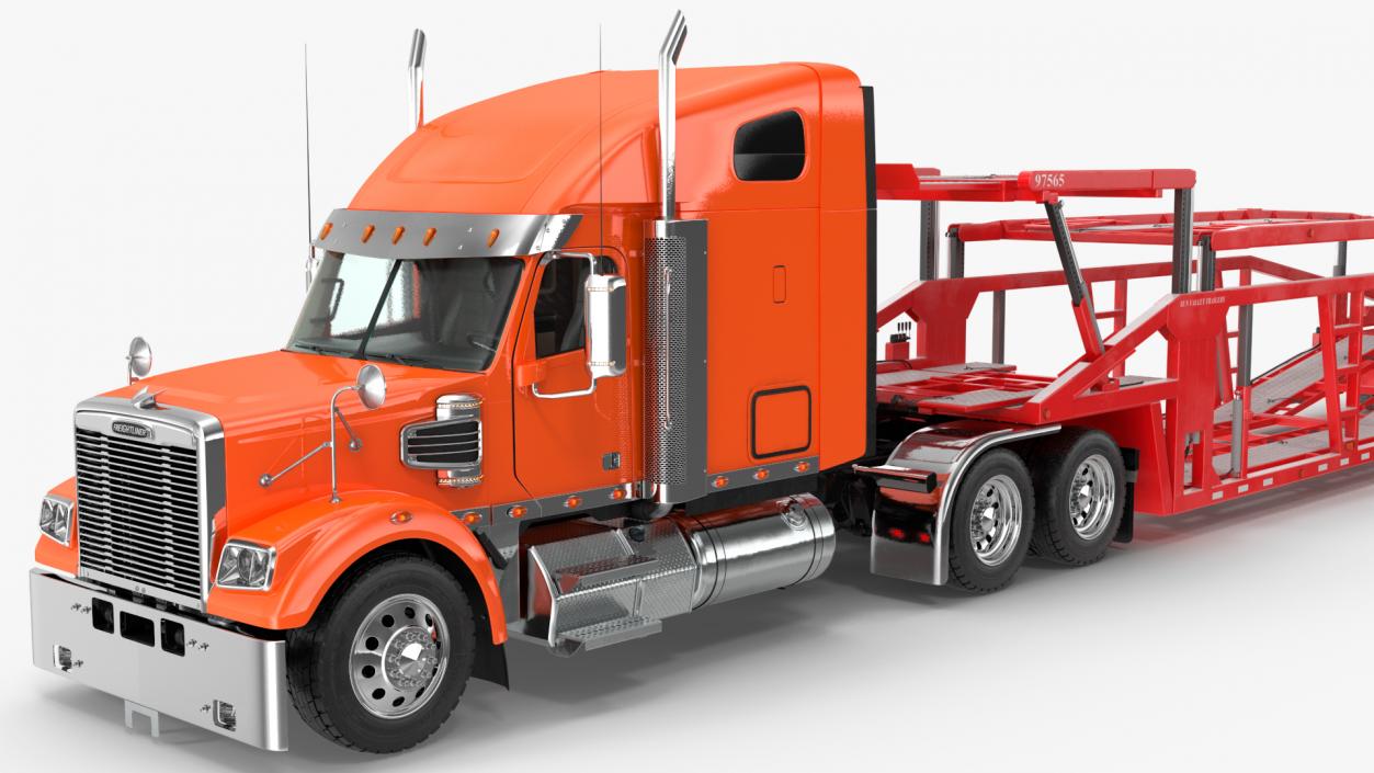 3D model Freightliner Truck With Car Carrier