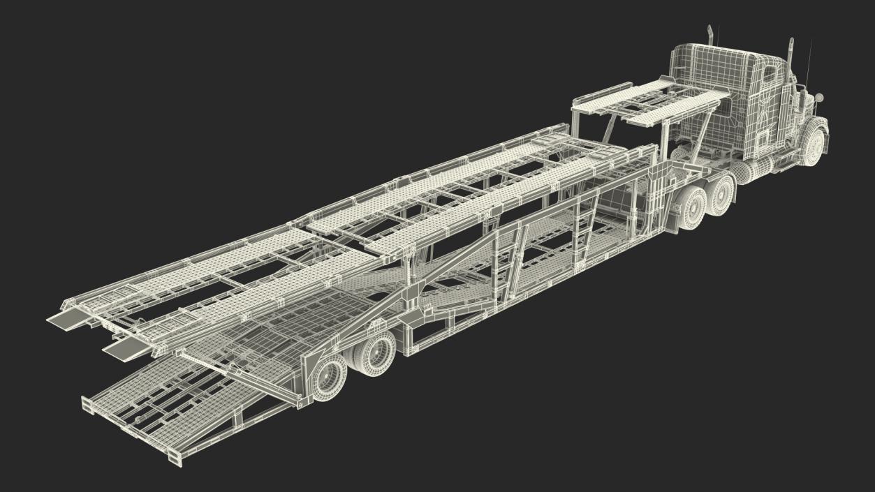 3D model Freightliner Truck With Car Carrier