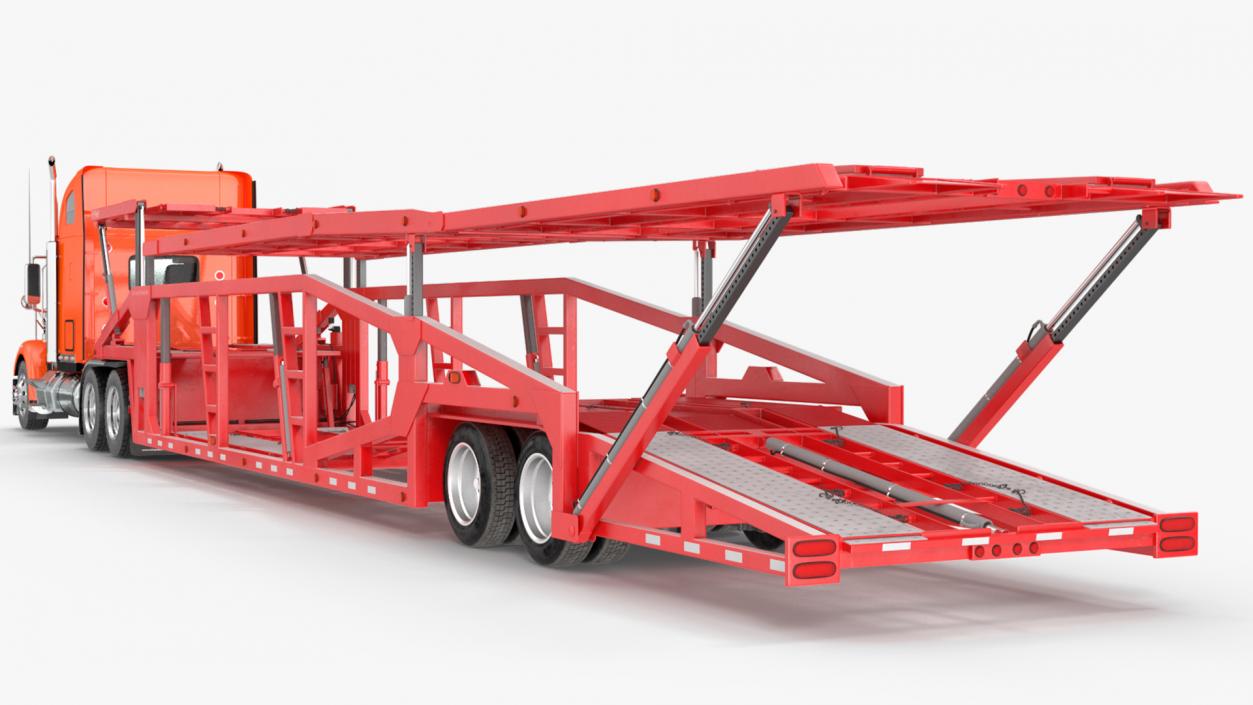 3D model Freightliner Truck With Car Carrier